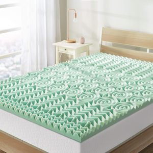 Topper Materasso in Memory Foam a 7 Zone, 2 Pollici, con Infusione di Aloe Calmante, Confortevole, Misura Singola/Queen, Lavabile, Rinfrescante per Uso Domestico - Product Image 1