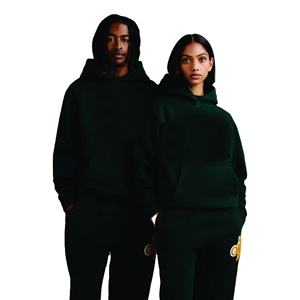 Conjunto de sudadera con capucha y pantalones de chándal de lana con estampado de gran tamaño de 400g de alta calidad Patrón de araña bordado Diseño de gota de hombro en blanco - Product Image 1