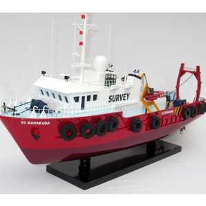 100% เรือบาราคูดาเรือลากจูงเรือทำงานคุณภาพสูงทำด้วยมือแบบจำลองงานฝีมือไม้ผลิตในเวียดนาม - Product Image 3