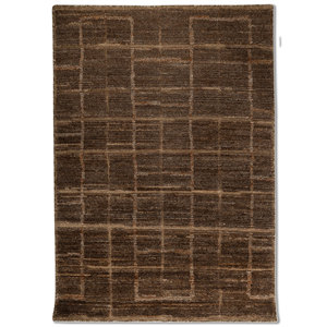 พรมขนสัตว์ถักมือสีเบจและสีน้ำตาล รุ่น AKWJ-1034(CS-01) ลายเรขาคณิต สำหรับห้องนั่งเล่น ขนาด 9x12 ฟุต รูปทรงสี่เหลี่ยมผืนผ้า เหมาะสำหรับห้องโถง - Product Image 1