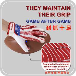 Handlady Gants de football américain pour jeunes Gants de rugby confortables et extensibles en noir et or pour enfants Design large récepteur - Product Image 3