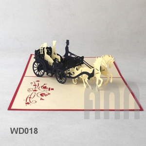 <b>Handmade</b> 3D Pop-up Wedding Invitation Card Lover Wedding Carriage for Birthday and New Year <b>Paper</b> Souvenir Greeting Card - Product Image 4