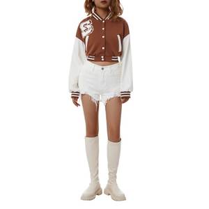 Gran oferta, chaqueta Varsity de lana 100% personalizada para mujer, invierno, informal, Letterman, a prueba de viento, transpirable, bajo MOQ, producto terminado - Product Image 2