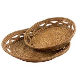 Meilleure vente jacinthe d'eau plateaux de service décoratifs maison nourriture plateau à manger décor durable en osier écologique pour la décoration de restaurant - Product Image 1