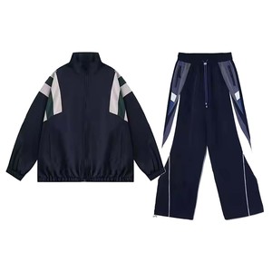 High Quality Custom Made Men Unisex <b>Cargo</b> Windbreaker Jacket With Jogger Pant Sets Tracksuit - Product Image 3