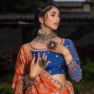 Nuevo Lehenga Choli con Estampado de Diseñador, Diseño Digital en Relieve, Seda de Mantequilla de Alta Calidad, Estilo Moderno, Secado Rápido, para Todas las Temporadas - Product Image 6