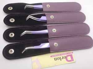 Pince à cils en acier durable enduit de violet de qualité professionnelle outil de beauté semi-incurvé à 45 degrés - Product Image 5