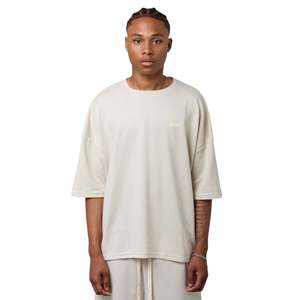 T-shirt neutre surdimensionné pour homme, 280 GSM, coton biologique, épaules tombantes, streetwear, avec logo sur le devant et slogan au dos - Product Image 1