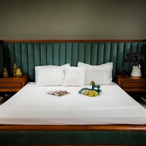 Style moderne 100% drap de lit en coton biologique de qualité supérieure en tissu respirant écologique Ensemble de literie 300tc fils - Product Image 1