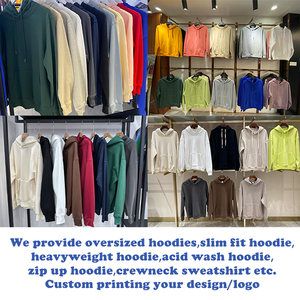 เสื้อมีฮู้ดผู้ชายผ้าคอตตอนผสมขนาดใหญ่มีซิปดีไซน์แบบเต็มตัวกำหนดเองปักพลอยเทียมพิมพ์พัฟขนาดพิเศษผ้าถัก - Product Image 5