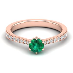 Anillo Minimalista REYES de Plata de Ley 925 con Gema de Esmeralda Redonda de 0.5 Ct, Certificado GRA, Anillos Delicados con Moissanita - Product Image 5