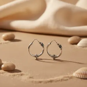 "Fine Dangle 925 <b>Silver</b> <b>Hoop</b> <b>Earrings</b> for Women's Daily Wear" - Product Image 3