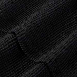 Sudadera con Capucha de Forro Polar Térmico con Logotipo Personalizado, Sudadera de Corte Holgado para Hombre, Sudadera Corta con Cuello Redondo, Sudadera Negra - Product Image 2