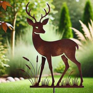 Escultura de animal de hierro querido de alta calidad con detalles artísticos vintage diseñados para mejorar la configuración de jardín al aire libre de temática rústica - Product Image 1