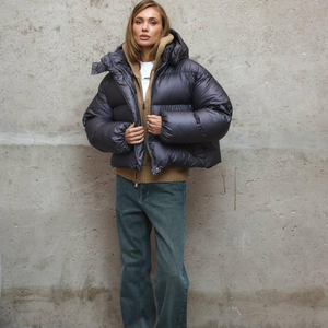 Women's <b>Quilted</b> Insulated Dyed Puffer Jacket <b>Wool</b> Lining Reversible Waterproof Bubble Style Winter Outerwear OEM Customizable - Product Image 5