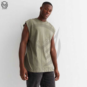 Débardeurs Muscle Fit couleur unie pour hommes débardeurs sans manches 100% coton débardeur pour hommes à logo personnalisé bon marché d'usine - Product Image 2