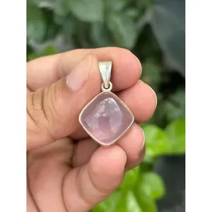 Collar con Colgante de Cuarzo Rosa Natural, Plata de Ley 925, Joyería Fina Hecha a Mano con Piedras Preciosas, Proveedor Mayorista OEM ODM - Product Image 3
