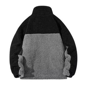 แจ็กเก็ตขนแกะผ้าเชอร์ปาแขนยาวทรงหลวมแจ็กเก็ตแฟชั่นแนวสตรีทสำหรับฤดูหนาวสีทึบออกแบบได้ตามต้องการ - Product Image 3