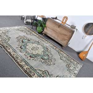 พรมตุรกีขนสัตว์แฮนด์เมดสีเบจสีเทาคลาสสิกขนาด5.1x8.4ฟุตการเย็บปะติดปะต่อกันห้องรับประทานอาหารกองกลางเป็นมิตรกับสิ่งแวดล้อม - Product Image 4