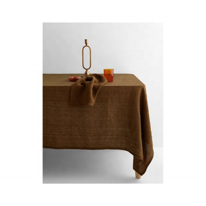 Nappe de table à pompons 100% coton durable brodée grise à séchage rapide 90x90 pouces pour un dîner élégant Technique tissée - Product Image 6