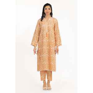 Chemise en tissu cambric orange pour femme avec imprimé floral et décoration en dentelle - Product Image 5