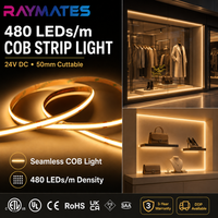 Bande LED COB intelligente Raymates UL Premium 8 mm sans points, 24 V CC, dimmable, pour éclairage architectural commercial