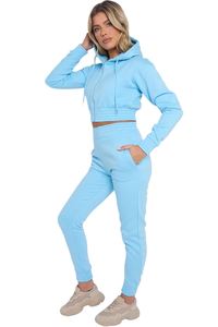 Premium Women's Crop Tracksuit <b>Set</b> Trendy Crop Hoodie Joggers 2-Piece <b>Set</b> for Casual Sporty Fitness Look Short Tops 100% Cotton - Product Image 6