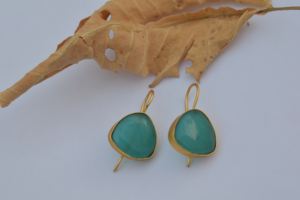 Pendientes de tuerca de piedra Natural ovalada geométrica de acero inoxidable chapado en oro de 18 quilates gratis para mujer, pendientes, joyería al por mayor - Product Image 2