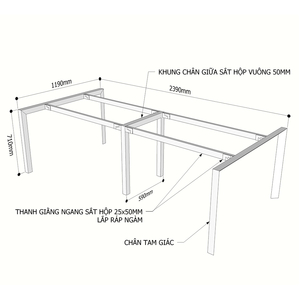 Concept Trian 240x120cm Minimalist Table <b>Footrest</b> HCTA010 Assembly Required - Product Image 2