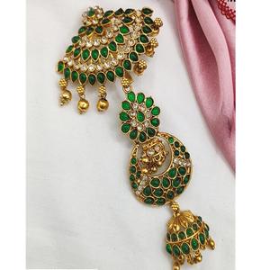 Juego de Joyería para el Cabello con Diseño de Flores Kundan Choti, Clásico para Novias, para Compromisos, Bodas y Ocasiones Festivas, de Latón para Mujer - Product Image 1