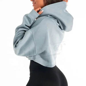 Sudadera Corta de Alta Calidad al por Mayor de Fábrica, Conjunto de Sudadera Corta para Mujer, Tallas Grandes, Sudaderas con Capucha Beige - Product Image 5