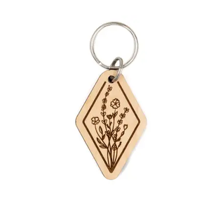 Porte-clés en bois personnalisé en gros Cadeaux Porte-clés faits à la main Porte-clés en bois avec anneau Porte-clés design - Product Image 1