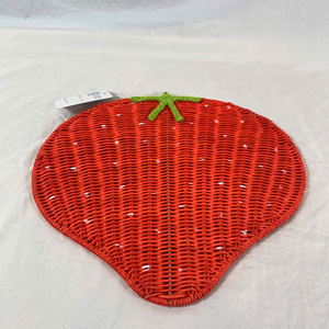 Decorative Woven Rattan Strawberry <b>Placemat</b> Unique Handwoven Chargers <b>Dining</b> <b>Table</b> Decoration Made In Vietnam - Product Image 5