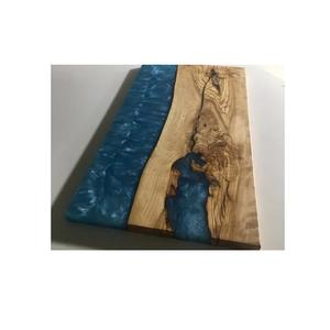 Planche à découper fantaisie avec résine et bois pour hôtel de luxe et cuisine bloc à découper en bois et résine en forme de rectangle - Product Image 1