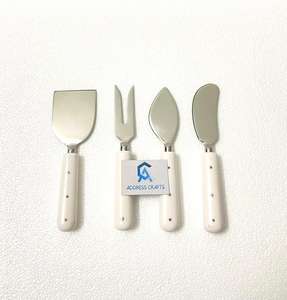 Ensemble de couverts à fromage de qualité unique en acier inoxydable avec manche en résine, 4 pièces, passe au lave-vaisselle, logo personnalisé, outils à fromage - Product Image 5