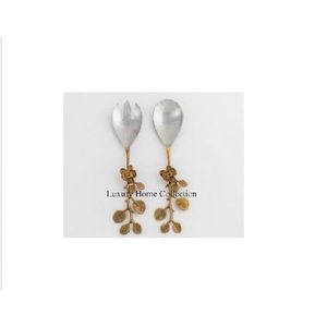 Ustensiles de cuisine de table de couleur personnalisée, fabriqués à la main, ensemble de couverts avec poignée en forme de feuille, ensemble d'argenterie, fournitures pour cuillères - Product Image 6