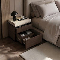 Table de chevet moderne minimaliste en bois massif, style italien, avec 3 tiroirs et compartiment secret dissimulé pour chambre principale