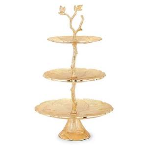 Gold Plated Finishing Hot Selling 2 <b>Tier</b> <b>Cake</b> <b>Stands</b> Cup <b>Stand</b> Dessert Display Tray for Wedding Birthday Party Metal - Product Image 2