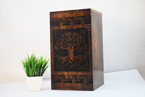 Urne en bois de sheesham artisanale pour les cendres humaines et animales, capacité de 250 livres, boîte de souvenir commémorative, urne funéraire décorative - Product Image 6