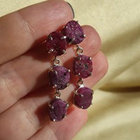 Pendientes Colgantes Minimalistas de Plata de Ley 925, Joyería Artesanal Boho, Rubí Natural Rojo con Baño de Oro