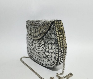 Stone <b>Clutch</b> Luxury Design Handmade Bags <b>Silver</b> Evening Designer Ready to Ship Sa Resin Brass Mosaic with Metal - Product Image 4