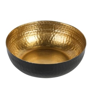 Venta caliente decoración moderna para el hogar hecha a mano negro dorado acabado Metal frutero a granel servir mesa de comedor accesorios para bodas - Product Image 1