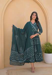 ชุดอานาร์กาลีผ้าฝ้ายแท้สวยงามทันสมัย พร้อมงานปักทั่วทั้งตัว เหมาะสำหรับช่วงงานแต่งงาน - Product Image 3