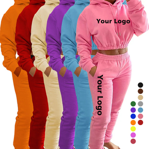 Conjunto de chándal y Sudadera con capucha y logotipo personalizado de OEM para mujer, conjunto de chándal de primavera para mujer, conjunto de 2 piezas para mujer, Primavera - Product Image 1