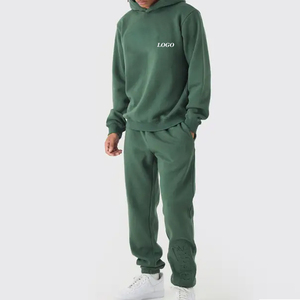 Survêtement pour homme à coupe ample et décontractée pour plus de confort, en matière respirante et ajustable, avec manches longues, design uni avec capuche - Product Image 1