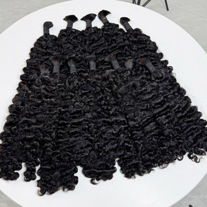Cabello humano rizado suave a granel, negro natural, sin trama, 100g, puntas completas para trenzas y estilos bohemios - Product Image 1
