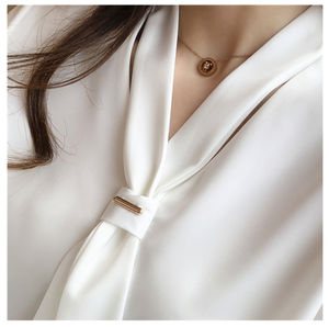 Long Sleeve White <b>Blouse</b> Bow V-neck Chiffon <b>Blouse</b> <b>Shirt</b> <b>Women</b> Tops <b>Blouse</b> <b>Women</b> - Product Image 5