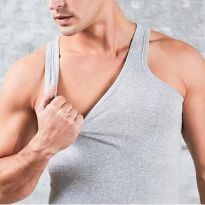 Respirant prix de gros personnalisé hommes débardeurs vêtements de sport sans manches conception col rond décontracté haute rue hommes débardeur - Product Image 3
