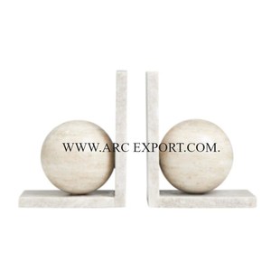 Serre-livres en marbre naturel lot de 2 pièces bureau bibliothèque usage domestique serre-livres or poli métal organisateur de bureau pour le salon - Product Image 3