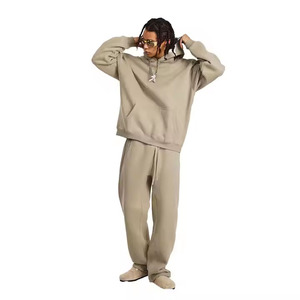 Ensemble sweat à capuche et pantalon de survêtement unisexe surdimensionné, en mélange de coton 100% de haute qualité, polaire d'hiver, broderie de logo personnalisée, vente en gros - Product Image 2
